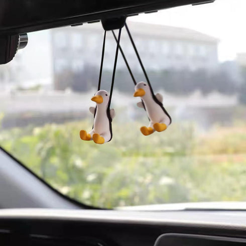 Duck Car Hanging Ornament, Cute Hanging Accessories for Rear View Mirror, Swinging Duck Pendant...