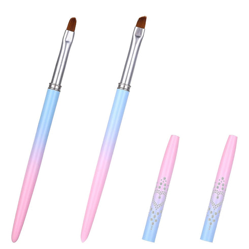 2 Pcs Nail Art Clean Up Brushes, Abeillo Round & Angled Nail Polish Brush for Cleaning Fingernails, Nail Painting Brushes for Nail Art Design & Po...