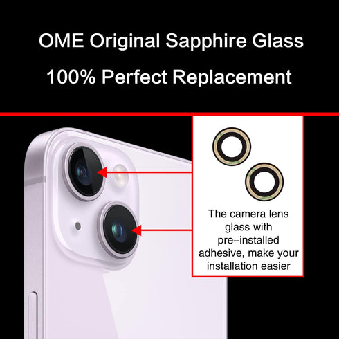2PCS ASDAWN Back Rear Camera Lens Glass Replacement for iPhone 14 and 14 Plus Camera Glass Lens Replacement with Pre-Installed Adhesive + Repair T...