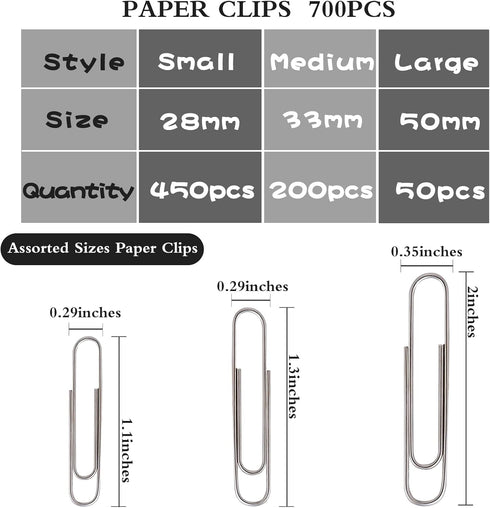 Paper Clips 700pcs Paper Clips Assorted Sizes Large/Small Paper Clips (700PCS)...