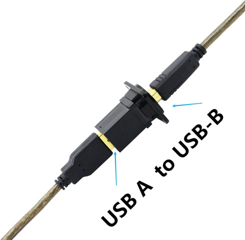 USB 2.0 D Panel Mount Connector USB B to USB A Adapter Solderless Socket Female to Female Converter Data Transfer for Audio Video Optoelectronic N...