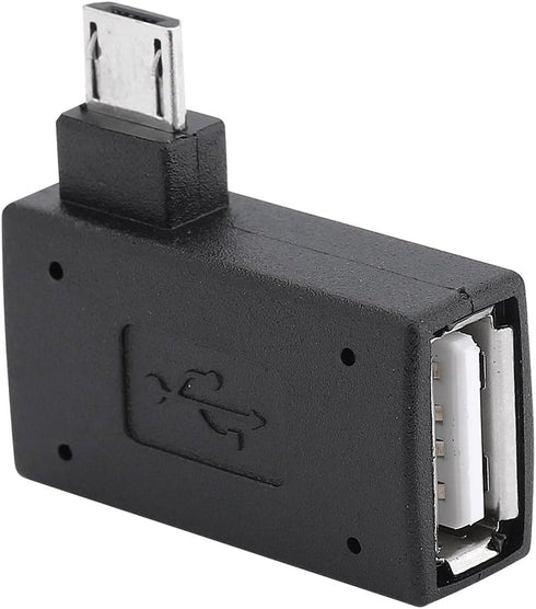 Zerone 2Pcs 90 Degree Left & Right Angled Micro USB 2.0 OTG Host Adapter, Female to Male Micro OTG Adapter with USB Electricity Supply Port...