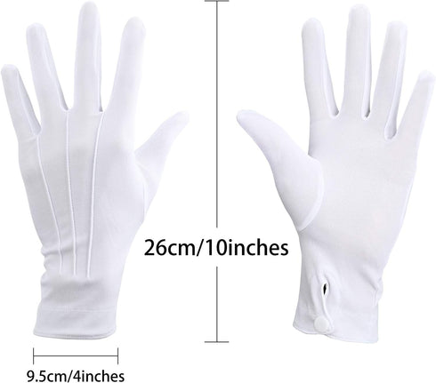 Shappy 2 Pairs White Cotton Gloves Men Costume Stitched Uniform Gloves for Wedding Formal Tuxedo Party Jewelry Inspection (Nylon 10 Inch)...