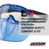 Jackson Safety GPL500 Safety Goggles with Flip Up/Detachable Blue Face Shield - Eye Protection Goggles Over Glasses for Men & Women - Anti-Fog, Cl...