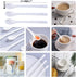 AKOAK 6.7 "Ceramic Egg Spoon (Set of 5), White Long-Handled Ceramic Spoon, Teaspoon for Coffee, Tea, Yogurt, Ice Cream, Sauces and Desserts, Espre...