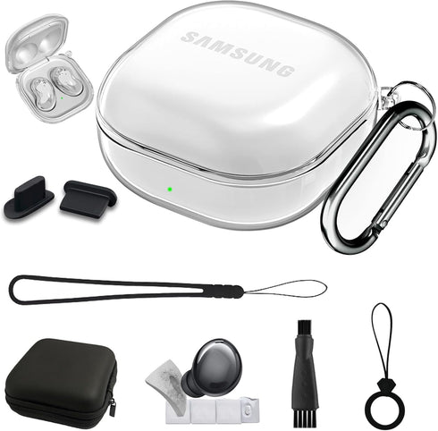 Clear for Galaxy Buds Fe Case - 2 Pro 2022/ Buds Pro/Buds 2 2021/ Buds Live 2020 Cover 8 in 1 Accessories Set Kit for Samsung Galaxy Buds Fe Earbu...
