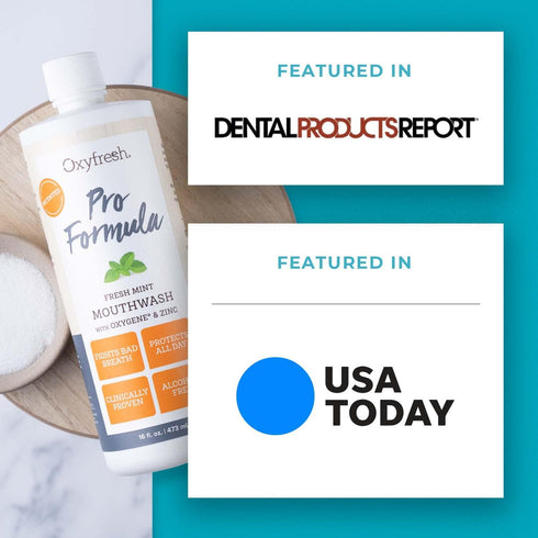 Premium Oxyfresh Pro Formula Fresh Mint Mouthwash – Patented Zinc Mouthwash for All Day Fresh Breath & Healthy Gums – Refreshing & Alcohol Free Mo...