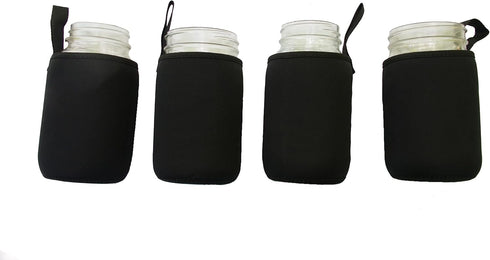 Masun Mason jar Sleeve Wide, and regular mouth quart jars (Black 4 pack)...