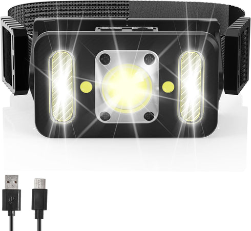 LED Rechargeable Headlamp with Motion Sensor, 8 Light Modes, White Red Light, 1000 Lumen Water Resistant High-Performance Head Light for Outdoors,...