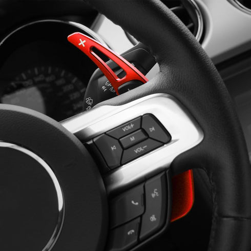 Voodonala Red Steering Wheel Shift Paddle Shifter Trim Cover for Ford Mustang 2015+(2pcs/set)...