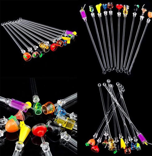Cocktail Mixing Spoon, Cup Acrylic Mixer Bar puddler Swizzle stick Sticks 10 pcs...