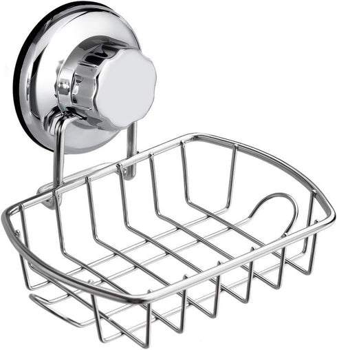 SANNO Suction Soap Dish,Soap Holder with Hooks, Soap Dish Saver Tray Bar Soap Sponge Holder for Shower Bathroom, Tub and Kitchen Sink...
