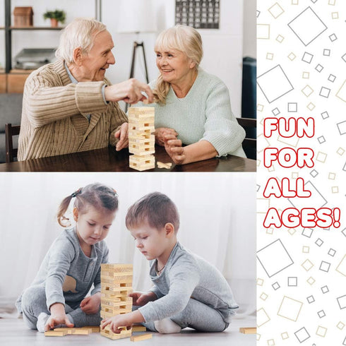 ArtCreativity Wooden Tower Game, Wood Tumbling Blocks Set with 54 Pieces, Fun Indoor Game Night Games for Kids, Adults & House Parties, Developmen...