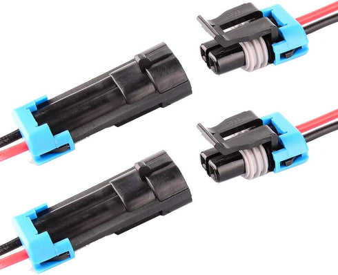 2 Pin Way Car Waterproof Electrical Connector Plug with Wire AWG Marine Pack of 2...