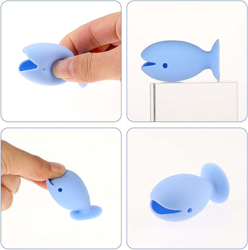 6 Pcs Toothbrush Covers Caps Silicone Fish Toothbrush Holder, Cute Standing Tooth Brush Cover, Toothbrush Head Travel Protector Cap for Household ...