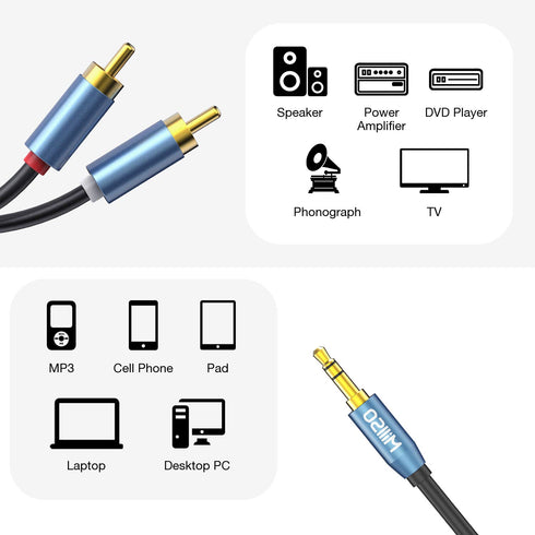 MillSO RCA to 3.5mm Adapter AUX Cable 3.5 mm 1/8 to RCA Male Premium Stereo Audio Cord for Connects a Smartphone, Tablet, or MP3 Player to a Speak...