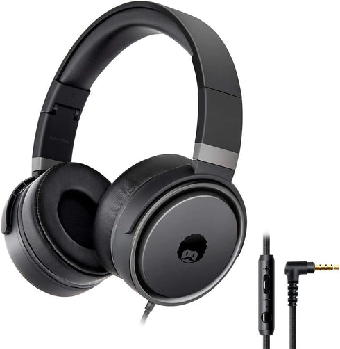 rockpapa Grade Wired Headphones with Microphone, Lightweight Foldable Stereo Bass Headphones with No-Tangle Cord & 3.5mm Jack for Women/Kids, Lapt...