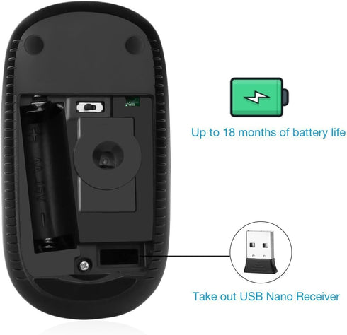 VssoPlor Wireless Mouse, 2.4G Slim Portable Computer Mice with Nano Receiver for Notebook, PC, Laptop, Computer (Black and Gray)...