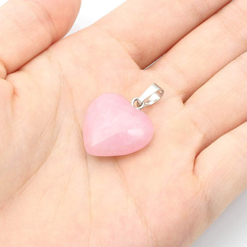 Jovivi Natural Rose Quartz Crystal Heart Necklace Love Heart Shaped Healing Stone Chakra Reiki Pointed Gemstone Necklace Mothers Day Gifts...