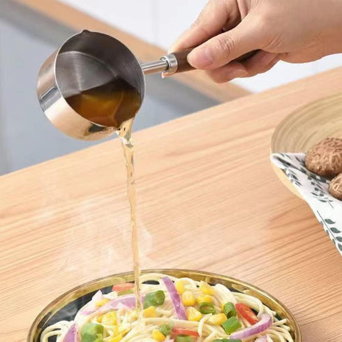 250ML Sauce Pan Saucepan Stainless Steel Sauce Pot Double Spout Oil Pan Warming Pot Frothing Pitcher Dishwasher Safe for Home Kitchen Cookware Acc...