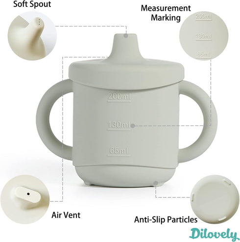 Silicone Sippy Cup for Toddler, Transition Straw Cups for baby 12 months +, Unbreakable Kids Cups 3 in 1, 2 Pack Dishwasher & Microwave Safe, BPA ...