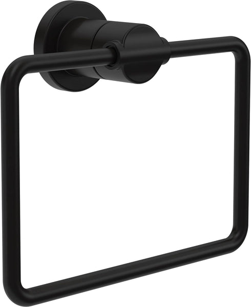 DELTA FAUCET NIC46-MB Nicoli Wall Mount Square Closed Towel Ring Bath Hardware Accessory in Matte Black...