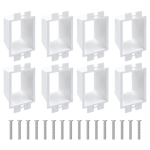 8pcs BE1-2 Electrical Outlet Box Extenders, 1 Gang/Single Gang Electric Box Extension with 16pcs Screws Power Switch Receptacles Accessories (Whit...