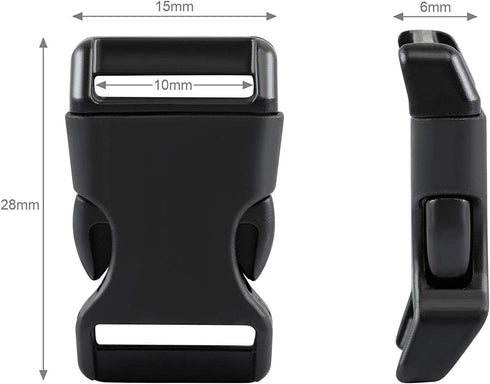 3/8 Inch, 120 Pack Black Plastic Side Release Buckle for Paracord Bracelets (3/8")...