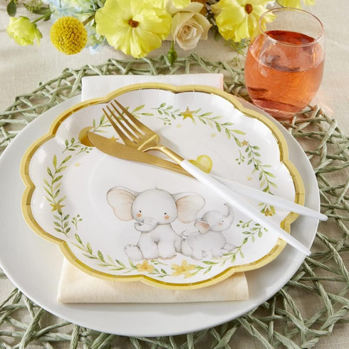 Kate Aspen Elephant Baby Shower 9 in. Premium Decorative Paper Plates (350 GSM weight -Set of 16) | Party Supplies...