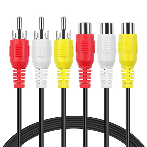 TNP 3 RCA Extender Extension Cable (6 Feet) - 3RCA Male to Female Red White Yellow Cable - Audio Video Composite Cable Adapter Cord Wire Coupler J...