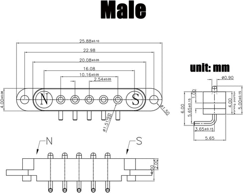 2 Pair Magnetic Bend Pogo Pin Connector with Location Hole, 2/3/4/5/7/8Pin 2A Pogopin Magnetic Connector Male+Female 2.54MM Through Holes Spring L...