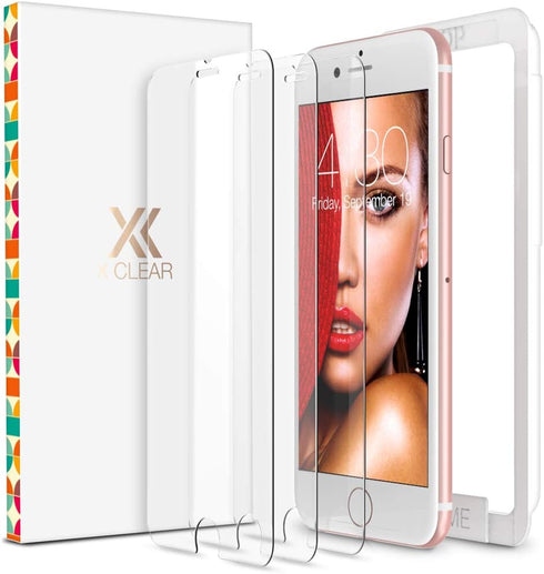 3-Pack Tempered Glass Screen Protector Compatible for iPhone 8 Plus, iPhone 7 Plus, Case Friendly Glass Film with Easy Installing Alignment Tray, ...
