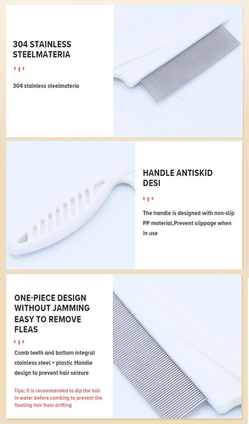 Pet Hair Comb, Flea Comb for Dog and Cat, Multifunctional Pet Grooming Comb Flea and Tear Stain Removal, 2 in 1 New Dog Face Combs Tooth Stainless...