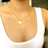 Harlorki Dainty Simple 14K Gold Plated Layered Paperclip Chain Choker Bar Round Disk Pendant Necklace Fashion Jewelry Gift for Women Lady...