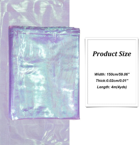 PH PandaHall 4.3 Yard Organza Lace Fabric Purple Sheer Fabric Iridescent Organza Cloth Magic Shiny Fabric Ribbon for Christmas Dress Show Costume ...