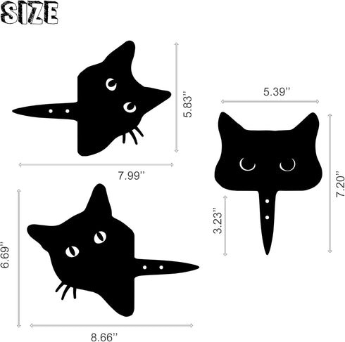 Metal Black Cat Garden Decorations, Outdoor Cat Yard Art Decor, Lawn Ornament Halloween Cat Gift for Cat Lovers, Funny Courtyard Animal Silhouette...