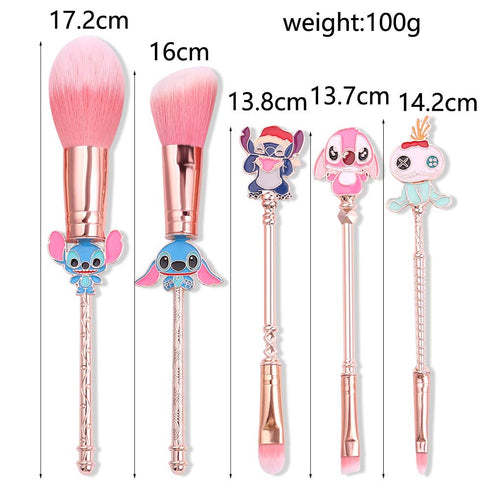 5Pcs Stitch Theme Cosmetic Brushes Set, Interstellar Baby Makeup Brushes, Premium Synthetic Foundation Eyeshades Brush Set Best Gift...