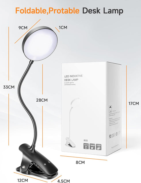 Mubarek Reading Lamp 400LM 36 LED Reading Light, USB Rechargeable Battery Operated Table Lamp, 5 Levels Brightness LED Desk Lamp,5Color Touch Cont...