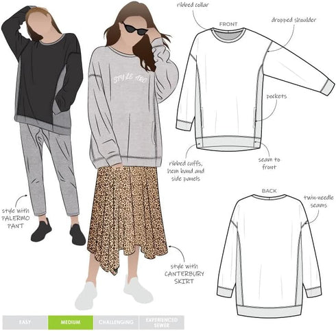 Style Arc Sewing Pattern - Fenix Sweatshirt (Sizes 10-22)...
