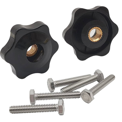 6 Star T Track Knobs and Bolts Kit, 5 Pack 6 Star Knobs 1/4 Inch 20 Female + 5 Pack 1/4in 20 Thread T Bolts, Threaded Hexagon Head Thru Knob Clamp...