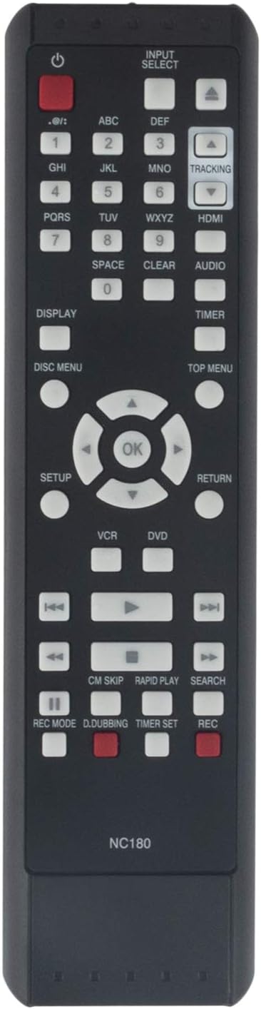 NC180 Remote Control Replacement - WINFLIKE NC180UH DVDR VCR Combo Remote Control Replaced fit for Funai DVD Recorder ZV427FX4A ZV427FX4 ZV427FX4 ...