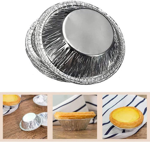 250 PCS Disposable Egg Tart Tins Molds Aluminum Foil Round Egg Tart Mold Pie Tins Pans Cake Cups Mould Makers Cupcake Cookie Circular Egg Tart Mol...