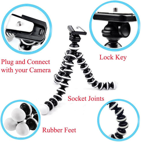 Octopus Camera Tripod, Walway Flexible Cell Phone Holder Stand Selfie Stick with Quick-Release Plate for Smartphone/Camera/GoPro/Action Camera/DSL...