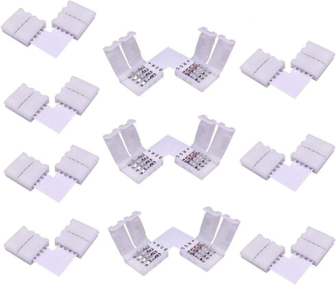 10pcs 4 Pin LED Strip Corner Connector for SMD 5050 RGB LED Strip Light 10mm Wide LED Tape Connector Solderless RGB 5050 LED Ribbon L Shape Connec...