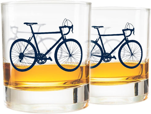 Greenline Goods – Bicycle Whiskey Glasses (Set of 2) |10 oz Tumbler Gift Set with Colorful Cyclist Designs | Unique Gifts for Cyclists & Bike Ride...