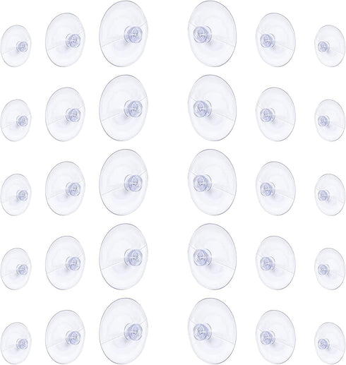 Whaline 30 Packs Suction Cup Plastic Sucker Pads Without Hooks, Clear, 3 Size, 45 mm, 30 mm, 20 mm...
