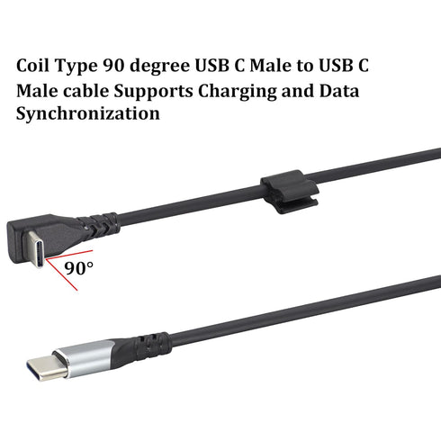 USB 3.1 Type C to Type C Cable, 90 Degree USB C to USB C Cable Spring Spiral Cable Fast Charging Data Extension Cable for Laptop & Tablet & Mobile...