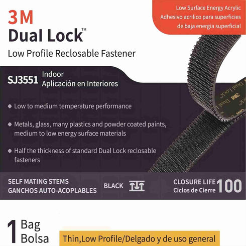Dual Lock Fasteners, Reclosable 10 PCS 1in x 2in Heavy Duty Mounting Tape with 3M Adhesive Black Fastener 400 for Indoor/Outdoor Use, Great for Me...