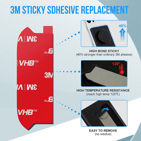 10pcs Sticky Adhesive Replacement for Pops Wallet+ & Wallet Plus Base, Socket Wallet Case Back Sticker Pads, 3M VHB Double-Sided High Stickiness S...