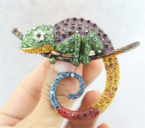 ulricar Big Multicolor Lizard Brooch Pins Fashion Animal Brooch Jewelry Gift Chameleon Pins...